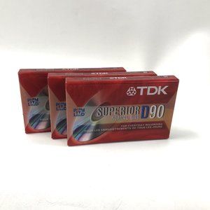 TDK D90 Standard Blank Audio Cassette Superior Normal Bias 3 Pack Brand New